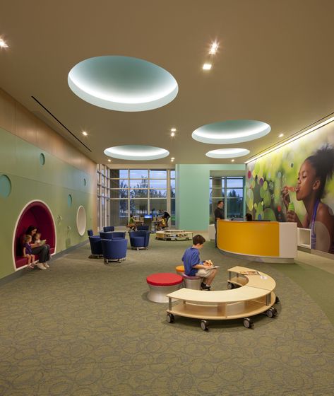 Nemours Children’s Hospital,© Jonathan Hillyer Children Hospital Design, Children's Clinic, Healthcare Interior Design, Children Hospital, Hospital Interior, School Interior, Hospital Interior Design, Hospital Design, Healthcare Design