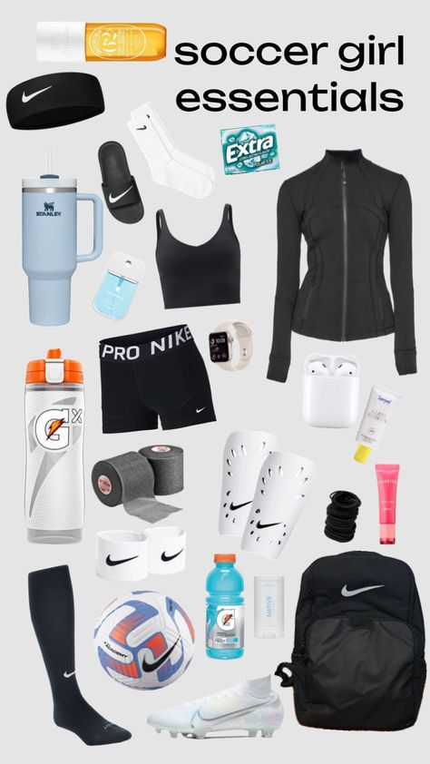 #outfitinspo #essentials #soccergirl #soccer #soccerfit #soccerplayer Sport Essentials, Soccer Essentials Girls Products, Cute Soccer Outfits, Soccer Stuff, Soccer Fits, Soccer Mom Outfit Spirit Week, Casual Athletic Outfits, Soccer Girls Outfits, Soccer Essentials