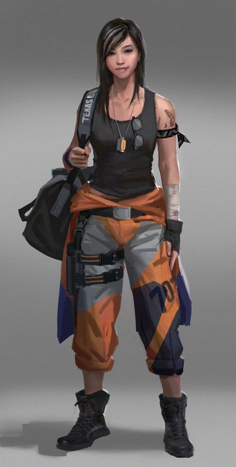 Rainbow6 seige Dokkaebi , TB Choi on ArtStation at https://www.artstation.com/artwork/W2AL9G Neon Apocalypse Outfit, Scifi Character Design Female Mechanic, Female Engineer Character, Female Mechanic Character Design, Cyberpunk Character Female, Sci Fi Female Character, Cyberpunk Engineer, Scifi Engineer, Space Pirate Character Design