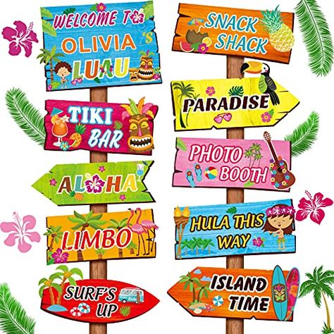 Hawaii Party Decorations, Pool Party Supplies, Hawaiian Baby Showers, Luau Party Supplies, Luau Party Decorations, Aloha Party, Snack Shack, Welcome Signs Front Door, Hawaiian Party Decorations