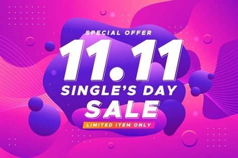 Singles Day Sale, Singles Day 11.11 Design, Content Examples, Price List Design, Abstract Gradient, Double Dates, Paid Media, Sales Ads, List Design