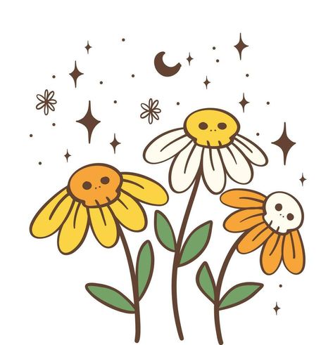 Cute Halloween daisy flower kawaii Retro floral sppky ghost, Cute and creepy, cartoon doodle outline drawing illustration idea for greeting card, t shirt design and crafts. Creepy Cartoon, Flower Kawaii, Ghost Cute, Cute And Creepy, Cartoon Doodle, Ghost Cartoon, Halloween Flowers, Outline Drawing, Outline Drawings