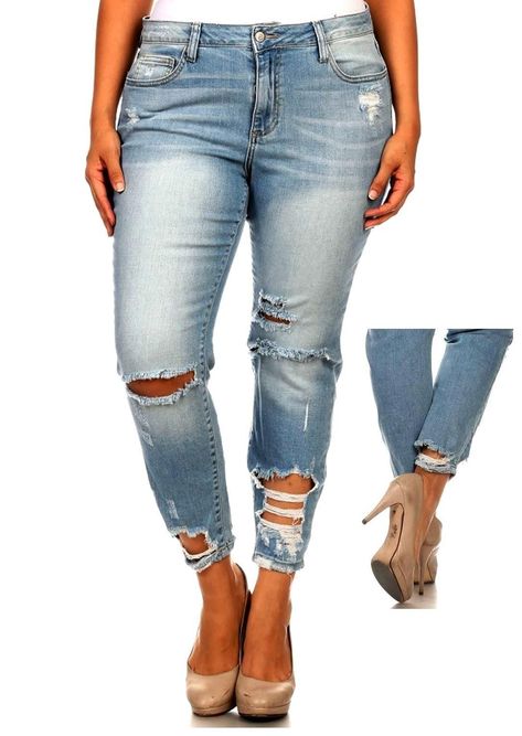 1826 Jeans DO66 Womens Plus Size Sexy Boyfriend Denim Jeans Ripped Distressed Strech Pants 22Plus ** Visit the image link more details. (It is Amazon affiliate link) #WomenPlusSizeClothingIdeas Wax Jeans, Very Short Dress, Jeans Store, Denim Jeans Ripped, Waxed Jeans, Ripped Boyfriend Jeans, Boyfriend Denim, Cap Dress, Distressed Denim Jeans