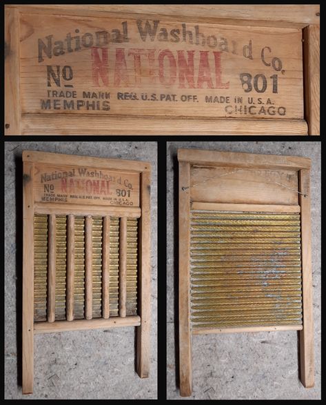 This washboard is the actual one that my mother used to wash our clothes throughout the 1950s-1960s. She had a galvanized washtub, and clothes were hung to dry on a clothesline in the backyard all year around. She also made her own lye soap. Approx 24"H x 12"W #washboard #nationalwashboard #washboard801 #nostalgia #americana Washboard Decor, Lye Soap, Wash Tubs, Vintage Kitsch, Clothes Line, My Mother, Kitsch, Windsor, 1960s