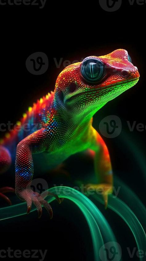 Neon Gecko on Dark Background Generative AI Neon Gecko, Beautiful Animals, Dark Background, Gecko, Dark Backgrounds, Animals Beautiful, Neon, Animals