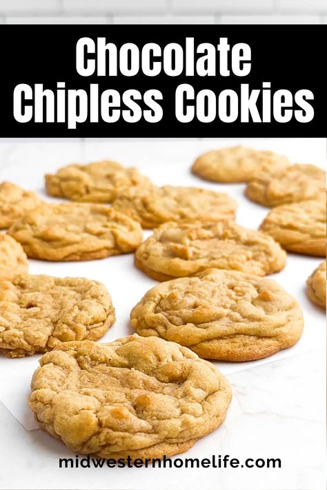 Chipless Chocolate Chip Cookies are soft and chewy cookies with all the buttery, brown sugar flavor of classic chocolate chip cookies -- without the chocolate chips. Chipless Cookies, Classic Chocolate Chip Cookies, Family Breakfast Recipes, Soft Gingerbread Cookies, Chocolate Covered Marshmallows, Frozen Cookie Dough, Chewy Cookies, Cookie Spread, Frozen Chocolate