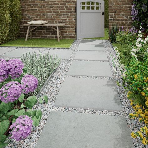 Front Garden Ideas Driveway, Garden Ideas Driveway, Outdoor Tile, Walkway Landscaping, Pathway Landscaping, Garden Tiles, Garden Paving, Back Garden Design, Outdoor Gardens Design