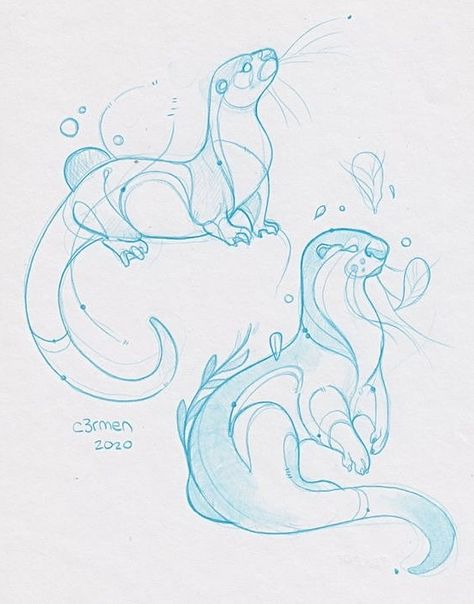 Otter Illustration, Otter Art, Tier Tattoo, Art Tools Drawing, Sketch Inspiration, Art Tattoos, Animal Sketches, Arte Animal, Sketchbook Art Inspiration