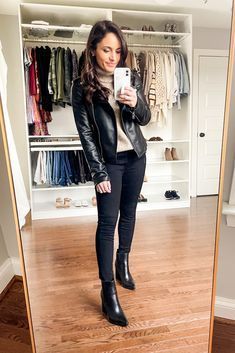 White Shirt And Black Jeans Outfit, Petite Fall Outfits 2023, Leather Pumps Outfit, Outfits With Pumps, Deltopia Outfit, Winter Outfits Petite, Leather Booties Outfit, Black Booties Outfit, Booties Outfit Fall