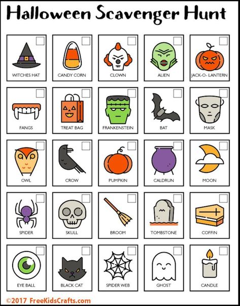 Image of Halloween Scavenger Hunt Picture Scavenger Hunts, Halloween Labels Printable, Scavenger Hunt Printable, Get Ready For Halloween, Halloween Scavenger Hunt, Halloween Games For Kids, Halloween Labels, Scavenger Hunt For Kids, Halloween 4