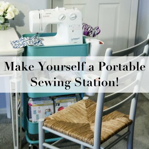 Portable Sewing Station, Sewing Cart, Small Sewing Space, Sewing Nook, Ikea Raskog, Sewing Station, Small Sewing, Sewing Space, Utility Cart