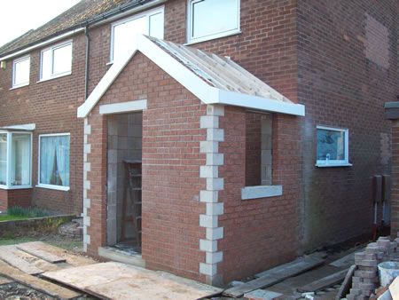 New Front Porch and Drainage - GS Construction UK Ltd Porch With Cloakroom, Porch With Toilet, Porch Extension With Toilet, New Front Porch, Enclosed Front Porches, Porch Extension, Brick Porch, House Front Porch, Porch Uk