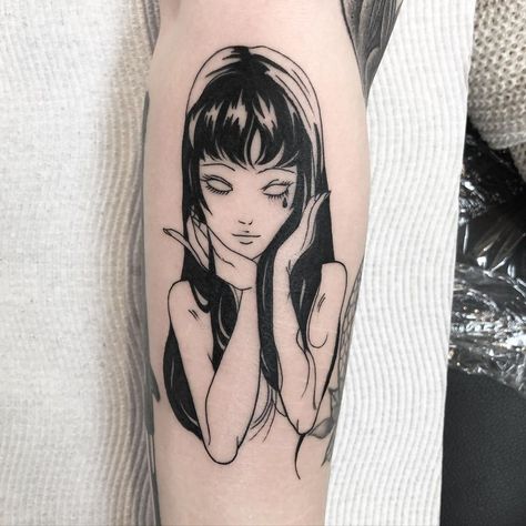 Junji Ito Tattoo, Doll Tattoo, Back Piece Tattoo, Demon Tattoo, Wicked Tattoos, Make Tattoo, Tattoo Style Drawings, Junji Ito, Arm Tattoos For Women