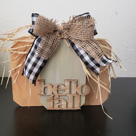 New Rustic Pumpkins Decor With Buffalo Plaid Bow And Rafia. Pumpkins Handpainted With Hello Fall Sign. Aprox Measures 6 Inches H X 8 Inches Wide. Table, Shelf Or Desk Decor. Wood Fall Decorations, Rustic Pumpkin Decor, Pumpkins Decor, Hello Fall Sign, Wide Table, Fall Wood Crafts, Booth Displays, Rustic Pumpkin, Fall Things