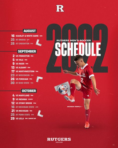 Schedule Graphic, Calendar Design Inspiration, Soccer Schedule, Sports Design Ideas, Team Schedule, Senior Day, New England Revolution, Sports Design Inspiration, Sport Banner