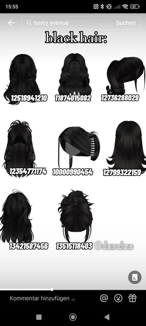 Black Bangs Codes Bloxburg, Codes For Berry Ave Black Hair, Berry Avenue Codes Hair Clips, Black Hair Id Codes, Black Hair Decals Bloxburg, Roblox Id Codes For Hair Black, Roblox Hair Ids Black, Roblox Id Hair Black, Roblox Berry Avenue Codes Hair Black