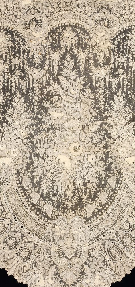 Antique lace - the shape suggest is could possibly be a train from a dress or a very heavy veil.                                                                                                                                                      More Lace Aesthetic, Amazing Lace, Pearl And Lace, Linens And Lace, Irish Lace, Antique Linens, Lace Ribbon, Bobbin Lace, Irish Crochet