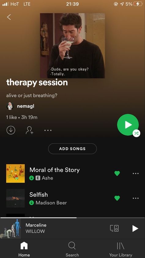 Therapy Aesthetic Playlist Cover, Purple Aesthetic Friends, Therapy Session Aesthetic, Alive Or Just Breathing, Spotify Playlist Ideas, Spotify Playlist Names, Playlists Spotify, Friends Memes, Playlist Covers Photos