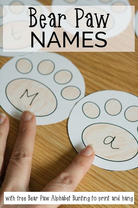 Simple activity to set up for toddlers and preschoolers supporting learning of names. Based on the classic theme of Teddy Bears. Bear Theme Preschool, Hibernation Crafts, Hibernation Preschool, Hibernation Activities, Bears Preschool, Teddy Bear Crafts, Teddy Bear Day, Bear Hunt, Teddy Bear Theme