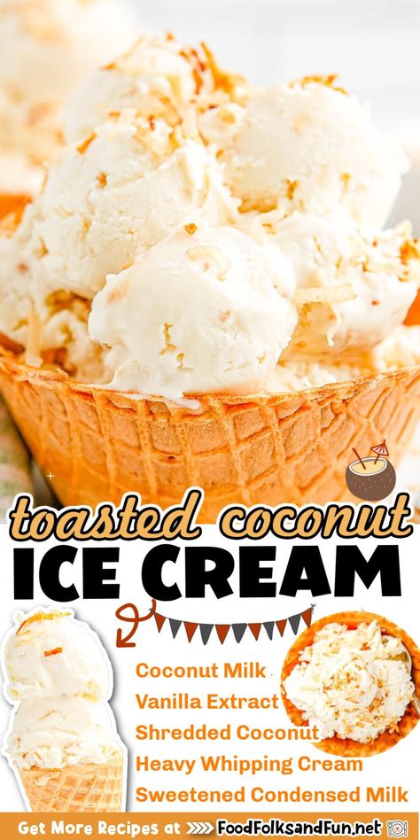 Toasted Coconut Ice Cream Recipe, No Churn Gelato Recipe, Toasted Coconut Ice Cream, Coconut Ice Cream Recipe Machine, Coconut Ice Cream Ninja Creami, Ice Cream Flavor Ideas, Coconut Cream Ice Cream, Toasted Coconut Recipes, No Churn Ice Cream Recipes