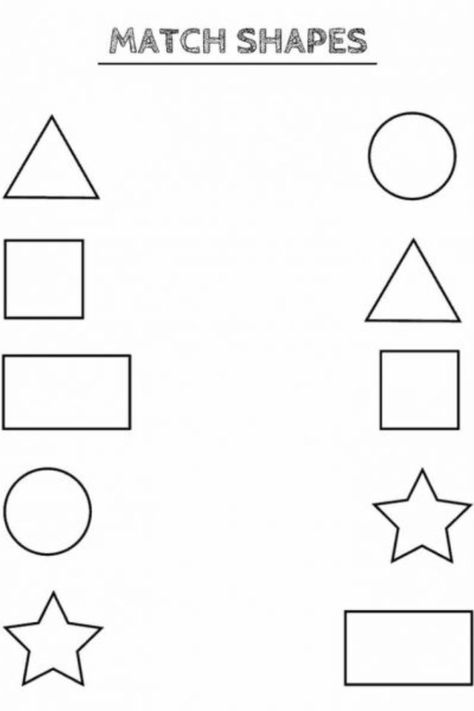 Match The Shapes, Shape Activities Kindergarten, Math Shapes, Shape Worksheets For Preschool, Letter A Coloring Pages, Shapes Lessons, Shapes Worksheet Kindergarten, Shape Activities Preschool, Shape Coloring Pages