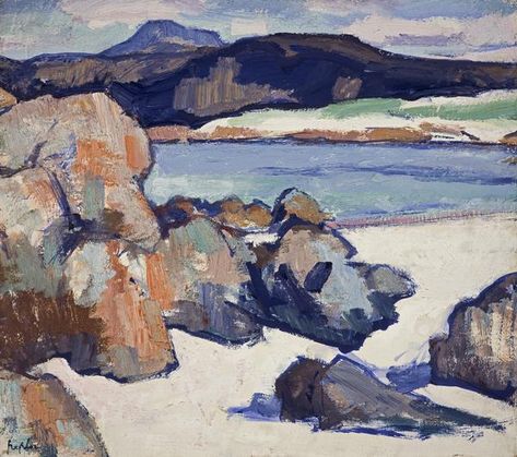 Iona Landscape: Rocks | National Galleries of Scotland Landscape Rocks, Scottish Colourists, Gallery Of Modern Art, Holiday Painting, Scottish Art, Scottish Artists, National Portrait Gallery, Landscape Artwork, Seascape Paintings