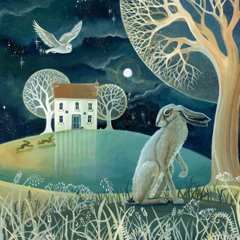 Bunny Illustration, Moon Gazing Hares, Illustration Kunst, Rabbit Art, Bunny Art, Hur Man Målar, Art Et Illustration, Arte Animal, Arte Popular