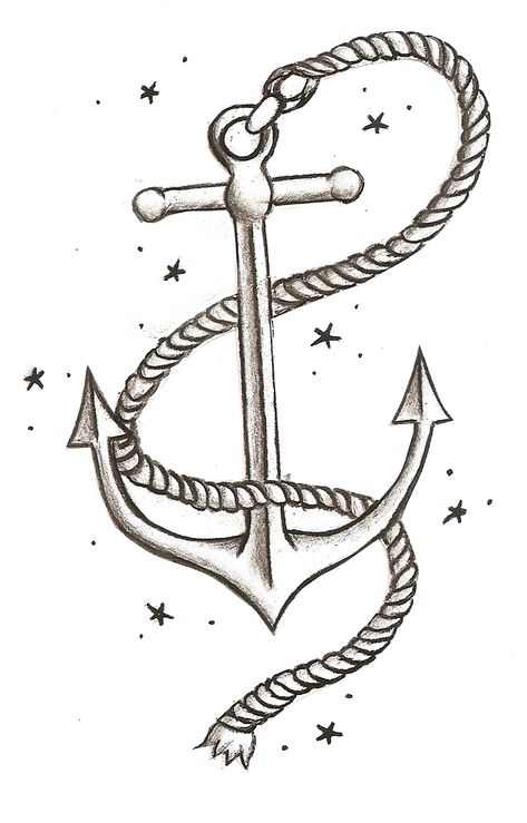 Anchor Tattoo by ~CaddyCatastrophic on deviantART - LOVE! This I think is the anchor I've been looking for. (: Idk about the background stars though. Anchor Drawings, Rope Tattoo, Wind Tattoo, Anchor Tattoo Design, Anker Tattoo, Lighthouse Tattoo, Sea Tattoo, Anchor Tattoos, Anchor Tattoo