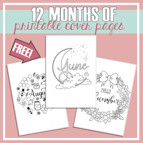 12 Months of Free Cover Page Printables for Your Bullet Journal - The Petite Planner 2025 Journal Cover Page, Bullet Journal Printables Free Templates, Bullet Journal Templates Free Printables, Free Journal Printables Templates, Free Journal Printables, Free Bullet Journal Printables, Planner Cover Page, Bullet Journal Templates, Bible Planner