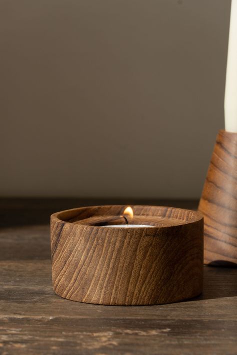 Candle Decoration Ideas, Wood Tea Light Holder, Candle Designs, Candle Decoration, Modern Candle, Modern Candle Holders, Wooden Candle, Candle Ideas, Wooden Candle Holders