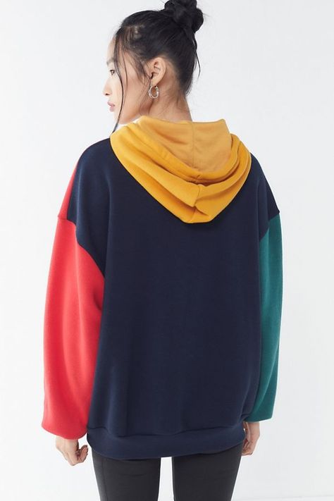 Colorblock Hoodie, Drawing Clothes, Blue Hoodie, Cardigan Sweaters For Women, Oversized Sweatshirt, Colorful Hoodies, Women's Tops, Hoodie Sweatshirt, Clothing Brand