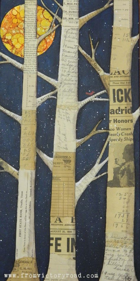 Tree Collage Art, Collage Trees, Collage Tree, Narrative Design, Newspaper Painting, Tree Collage, Painting Parties, Nature Collage, Gcse Art Sketchbook