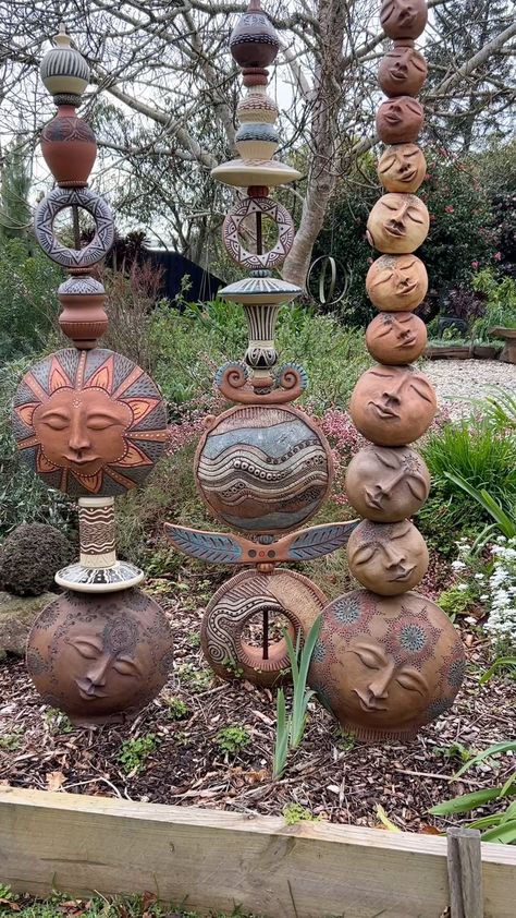 Returning to the studio after several weeks away I couldn’t help losing myself in the pure spontaneity of a Layered Clay Vessel. The… | Instagram Totem Pole Ceramic, Pottery Garden Sculpture, Clay Garden Totems, Clay Totem Poles, Clay Totems Ceramic Sculptures, Garden Totems Ceramic Pottery, Ceramic Totem Poles Garden Art, Garden Stacks Pottery, Garden Pottery Ideas Clay