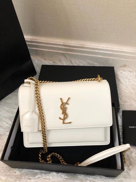 White Designer Purse, Tas Ysl, Dior Sling Bag, Aesthetic Items, Saint Laurent Purse, Ysl Handbags, Ysl Bags, Trendy Purses, Luxury Bags Collection