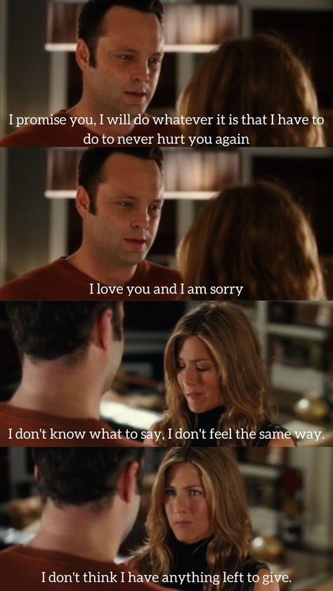 The iconic break up scene aka 'Nothing left to give' from the Break Up movie starred by Jennifer Aniston and Vince Vaughn. The Breakup Movie, The Break Up Movie, Up Movie Quotes, Jennifer Aniston Quotes, Black And Grey Wallpaper, Breakup Movies, Up Movie, Vince Vaughn, Jennifer Aniston Hot