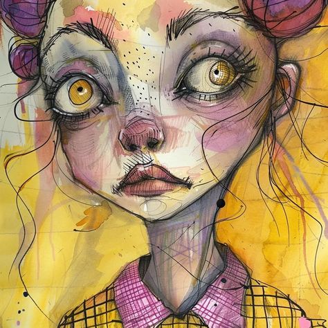 Lady Art Drawing, Whimsical Faces, Watercolor Face, Whimsical Art Paintings, Abstract Portrait Painting, Swag Art, Art Competitions, Sketch Inspiration, Nature Art Painting