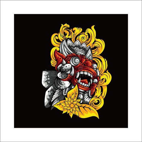 Kirtimukha Tattoo, Bali Icon, Barong Bali, Wallpaper Estetika, Balinese, Art Illustration, Vector Design, Bali, Vector Images