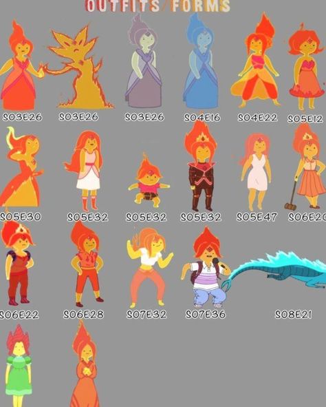 Flame Princess Outfits/Forms by midnight-mania Flame Princess Cosplay, Princess Dress Drawing, Adventure Time Clothes, Adventure Time Flame Princess, Adventure Time Quotes, Fire Princess, Adventure Time Style, Adventure Time Princesses, Adveture Time