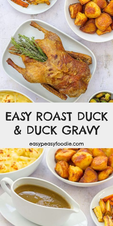 Duck Gravy Recipe, Giblet Gravy Easy, Roasted Duck Recipes, Roasted Carrots And Parsnips, Easy Roast, Roast Turkey, Roast Duck, Duck Recipes, Gravy Recipe