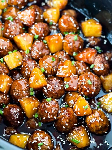 Slow Cooker Pineapple Teriyaki Meatballs - Whiskful Cooking Teriyaki And Pineapple Meatballs, Meatballs And Pineapple Crockpot, Pineapple Meatballs Crockpot, Teriyaki Meatballs Crockpot, Pineapple Teriyaki Meatballs, Teriyaki Pineapple Meatballs, Easy Teriyaki Meatballs, Pineapple Appetizers, Teriyaki Meatballs Recipe