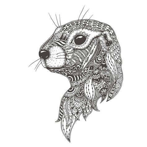 Otter Otter Tattoo, Zentangle Animals, Zen Doodles, Ground Squirrel, Rabbit Tattoos, Zentangle Artwork, Floral Doodle, Zen Doodle Art, Pattern Coloring Pages