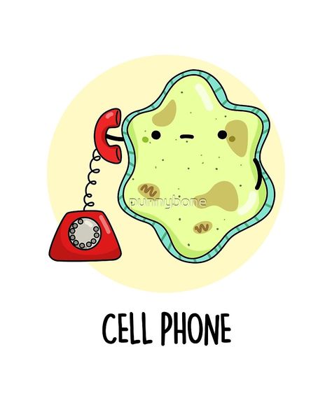 "Cell Phone Biology Pun" by punnybone | Redbubble Anatomy Puns, Biology Cell, Biology Jokes, Biology Memes, Biology Humor, Science Puns, Biology Science, Visual Puns, Science Stickers