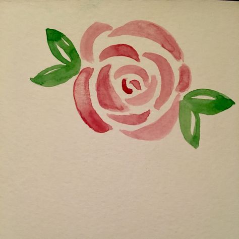 Easy rose watercolor Rose Paintings Easy, Simple Rose Watercolor, How To Paint A Simple Rose, Easy Rose Doodle, Simple Flower Drawing Easy Rose, Rose Marker Drawing, Cute Rose Doodle, Pink Promise Drawing, Drawn Roses Simple