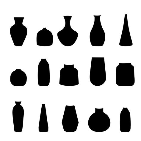 Different Vase Shapes, Pottery Studio Logo, Vase Logo Design, Vase Logo, Vase Forms, Ceramic Forms, Japanese Vase, Paper Vase, Greek Vases