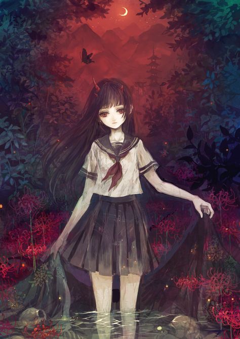 Jigoku Shōjo, Hell Girl, Gothic Anime, Jairzinho, Dark Anime, Manga Girl, Anime Style, Anime Fanart, Manga Art