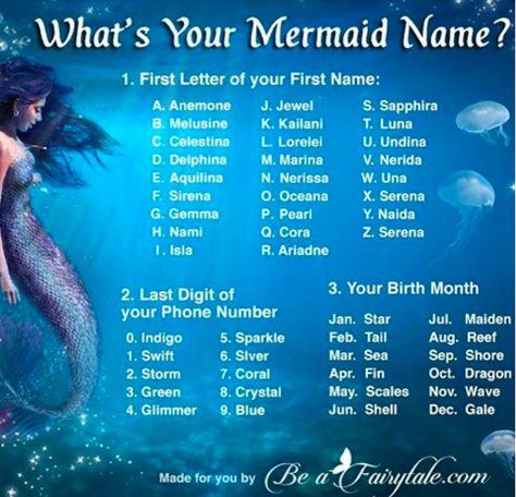 Funny Name Generator, Birthday Scenario, Water Names, Mermaid Names, Unicorn Names, Fantasy Names, Unicorns And Mermaids, Name Games, Funny Names