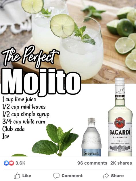 Bacardi Rum Drinks, Bacardi Drinks, Mock Cocktails, Bacardi White Rum, Bacardi Mojito, Mojito Recipe Classic, Rum Drinks Recipes, Gin Cocktail Recipes, Bacardi Rum