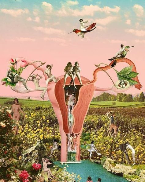 Selkie ™ on Instagram: “Life begins. @elisariemer #elisariemer #feminism #mybodymychoice #art #feministart #collaging” Period Positivity, Uterus Art, Surealism Art, Feminism Art, Vogue Portugal, Retro Horror, Female Art Painting, Dark Art Drawings, Cycling Art