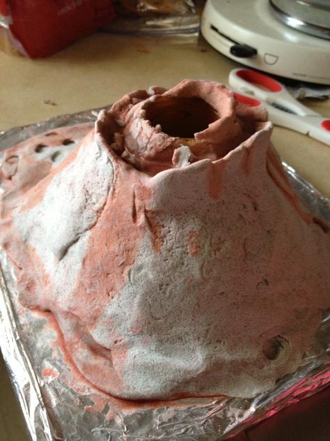 We made a volcano out of one of the modeling clay recipes. She earned extra credit for making it erupt. Homemade Volcano, Volcano Clay, Modeling Clay Recipe, Volcano Projects, Making A Volcano, Clay Recipes, Clay Models, Diy Craft Ideas, Extra Credit