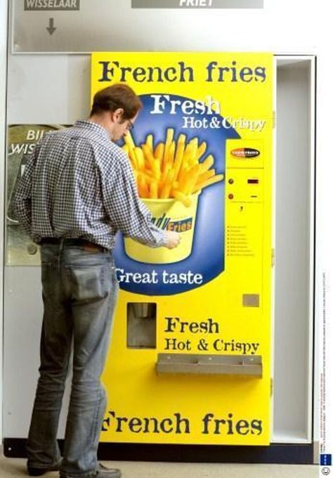 French Fry Vending Machine is listed (or ranked) 15 on the list Insane Vending Machines You Didn't Know You Needed Red Skittles, Pizza Vending Machine, Vendor Machine, Vending Machines In Japan, Food Vending Machines, Vending Machine Design, Vending Machine Business, Coffee Vending Machines, Coffee Jelly